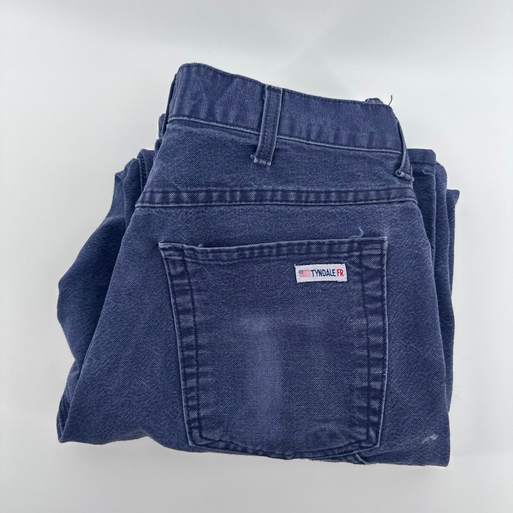 Tyndale FR Work Pants Men 33x30 (Fit 32x29) Navy Blue FR Carpenter Utility K290T